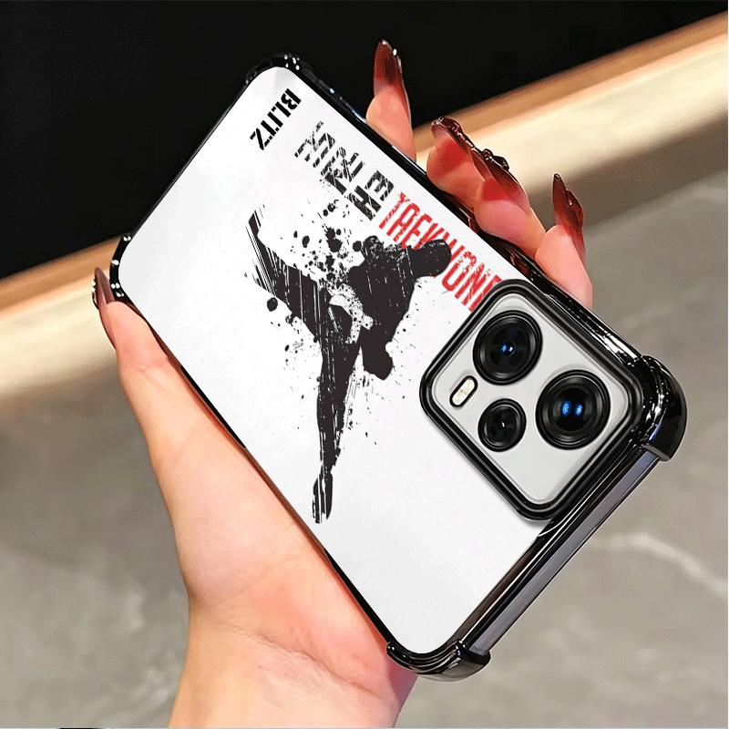 Taekwondo Kungfu Desgin Plating Phone Case For Xiaomi Poco X5 X6 X7 X8 Pro Max F8 Ultra F7 M8 M7 M5S Redmi 15C 15 14C 13C 13 X3