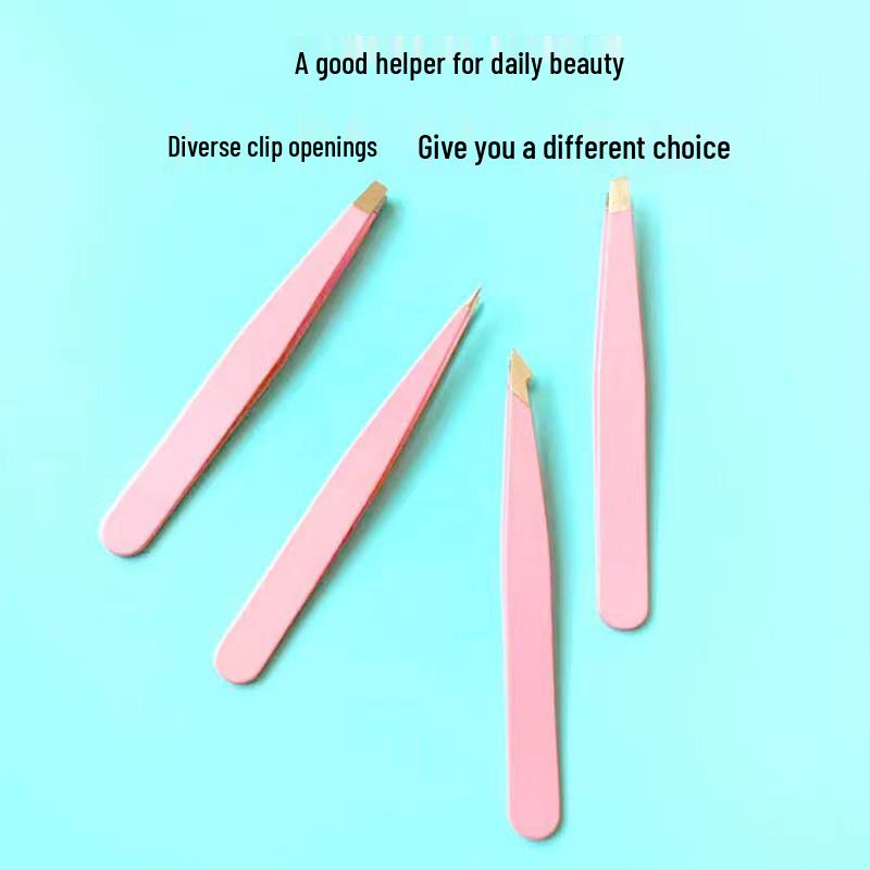 Stainless Steel Eyebrow & Beard Tweezers with Spray Paint Finish & Eyelash Curler