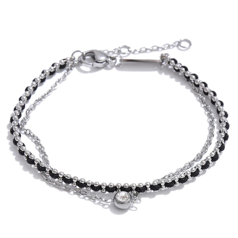 Eetit  Red Black Rope Weave Layered Chain Zirconia Stacking Bracelet Bangle for Women Stainless Steel Trending Wrist Jewelry Gift