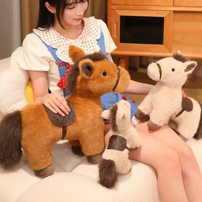 1-4PCS Cute Realistic Plush Toy Pony Doll White Horse Pillow Horse Year Mascot Stuffed Animal Cuddly Toy Collectible Gift