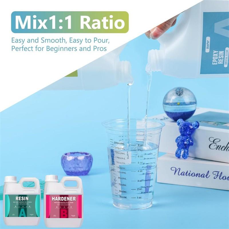 1:Kit de Résine Époxy Cristalline 1 AB Haute Brillance Sans Bulles Fournitures de Résine Artistique pour Revêtement et Moulage Artisanat Fabrication de Bijoux DIY