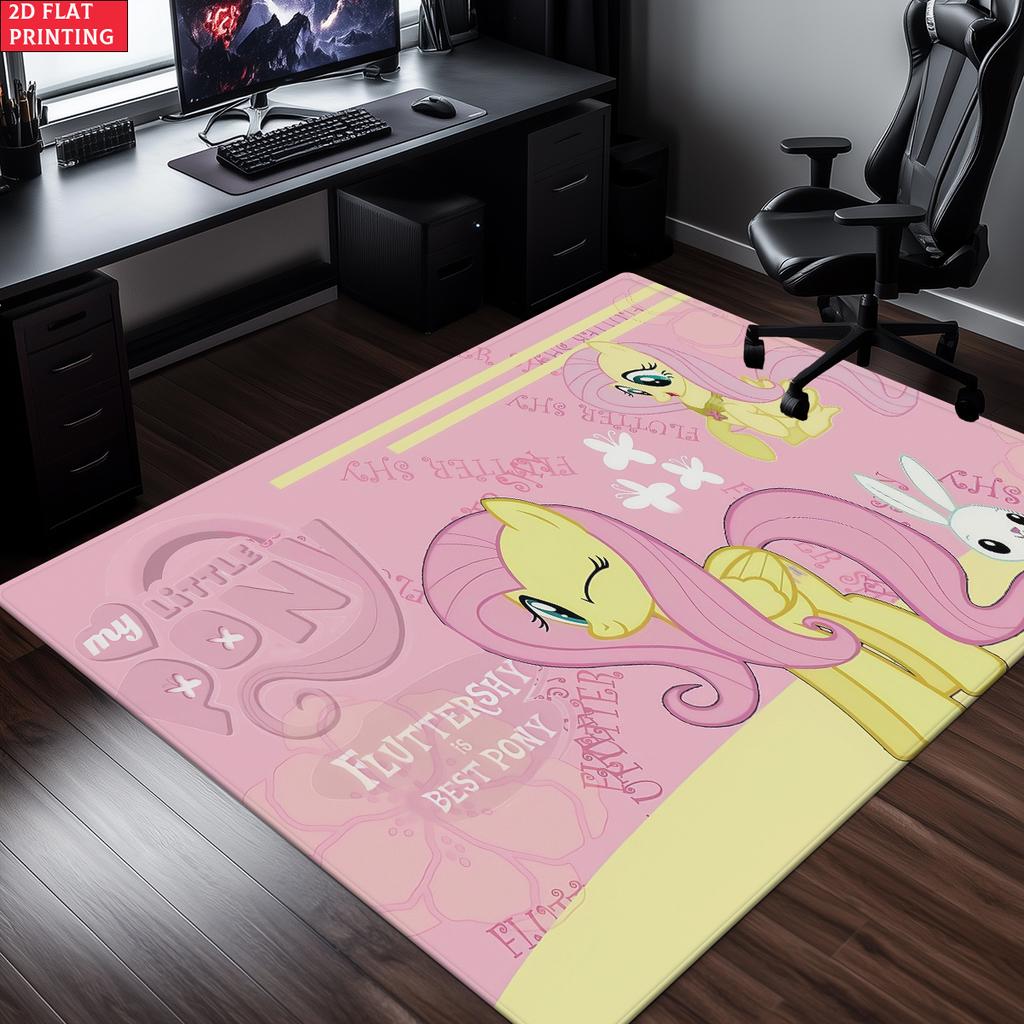 Cute Cartoon Pony Area Rug,Starry Gradient Theme Non-slip Floor Mat,Decorative Carpet for Kids Room Bedroom,Washable Home Gift