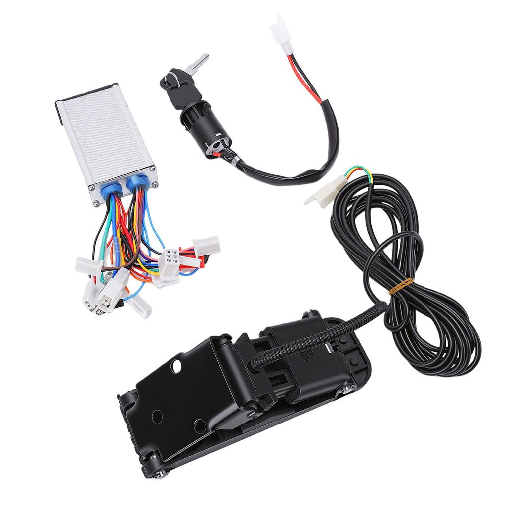 Electric Controller Kit Aluminum 350W Brushless Controller Ignition Key Switch with Foot Pedal for Replacement