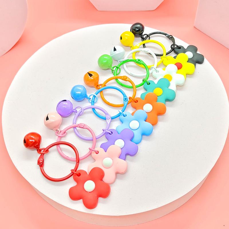 Colorful Floral Bell Keychain Ring - Chic Handbag Pendant & Small Gift for Women