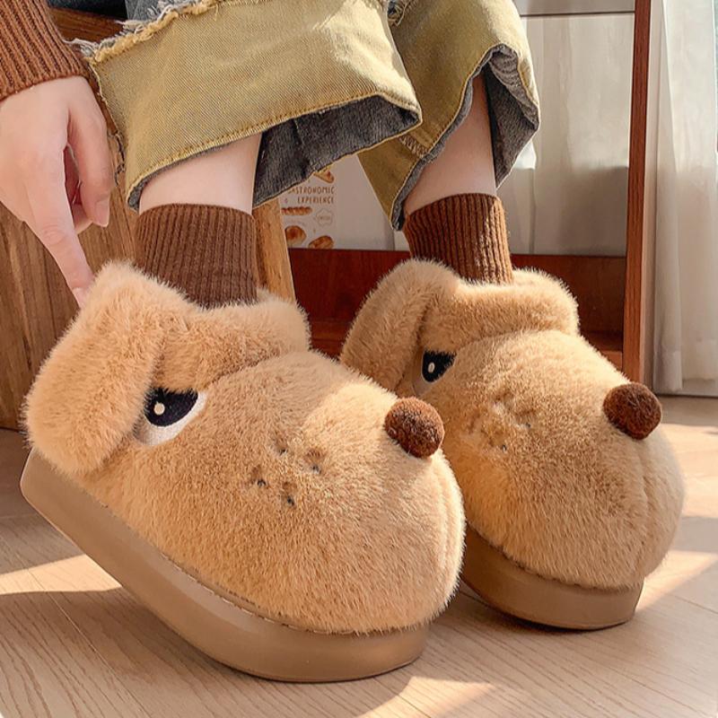 Мультяшні бавовняні туфлі з собакою, зимові домашні на товстій підошві, з ефектом збільшення зросту, теплі та неслизькі бавовняні капці
