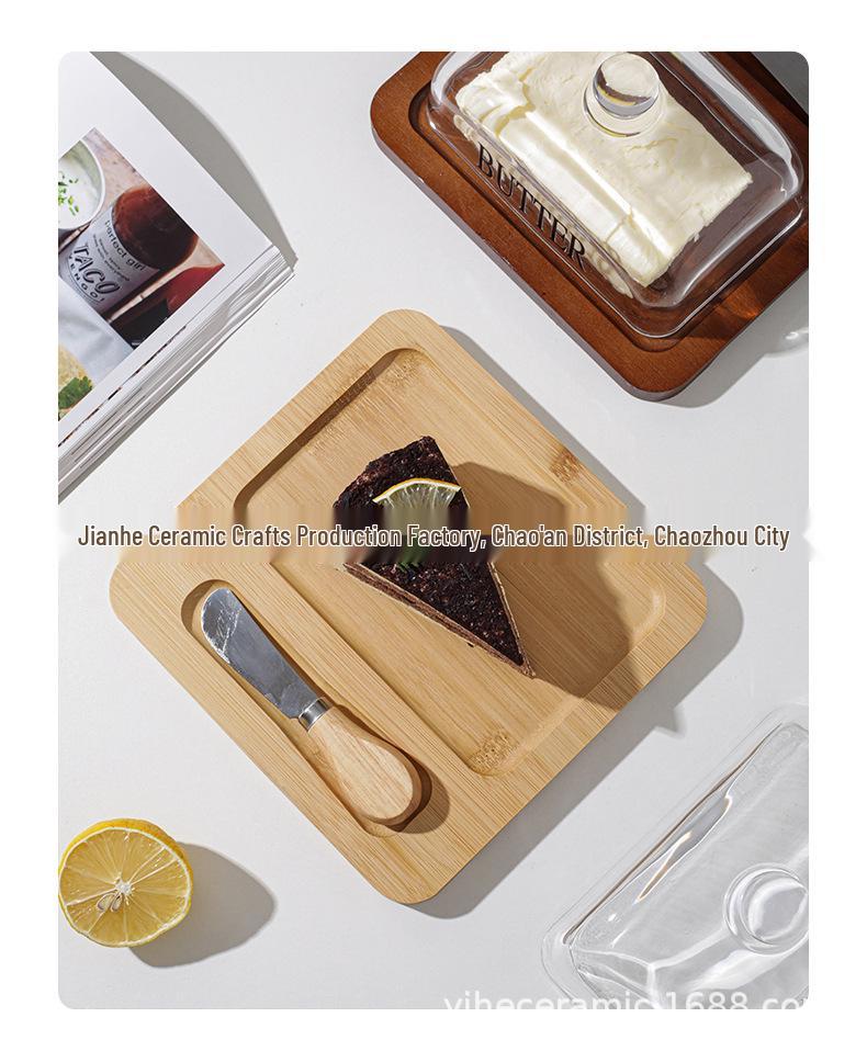 Nordic Style Glass-Covered Butter Dish & Cheesecake Dessert Box
