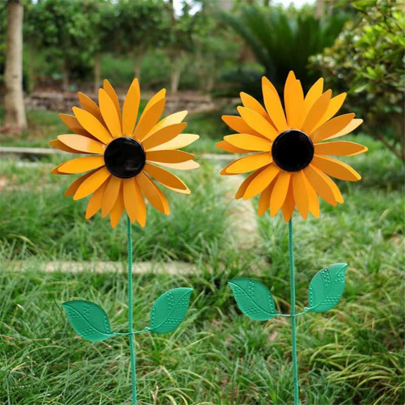 Sunflower Windmill 75cm/29.5in Metal Sunflower Windmill Windmill For Lawn Garden Yard Vintage Metal Sunflower