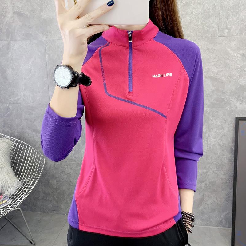 

Женская спортивная футболка с длинным рукавом в стиле колор-блок, весна/лето 2024 2XL