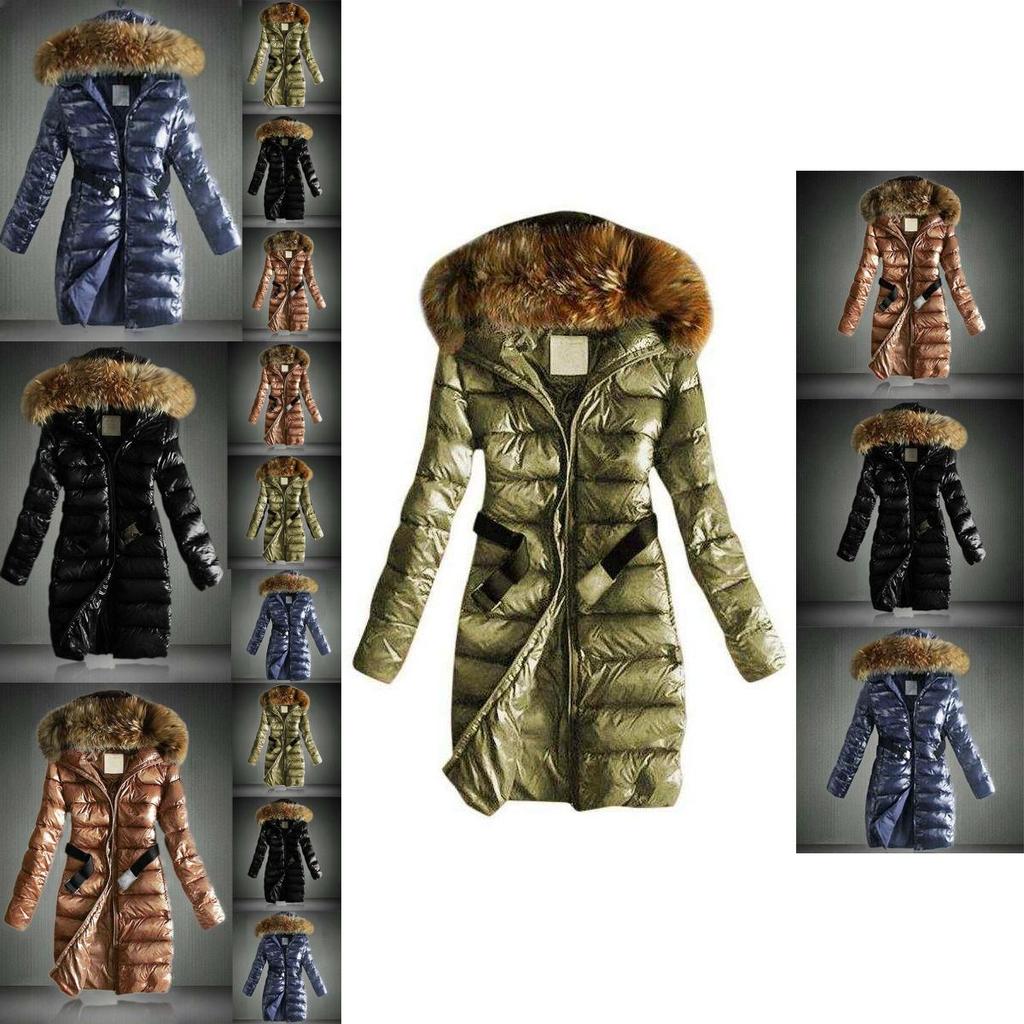Womens Ladies Long Warm Jacket Hooded Puffer Coat Winter Casual Fur Faux