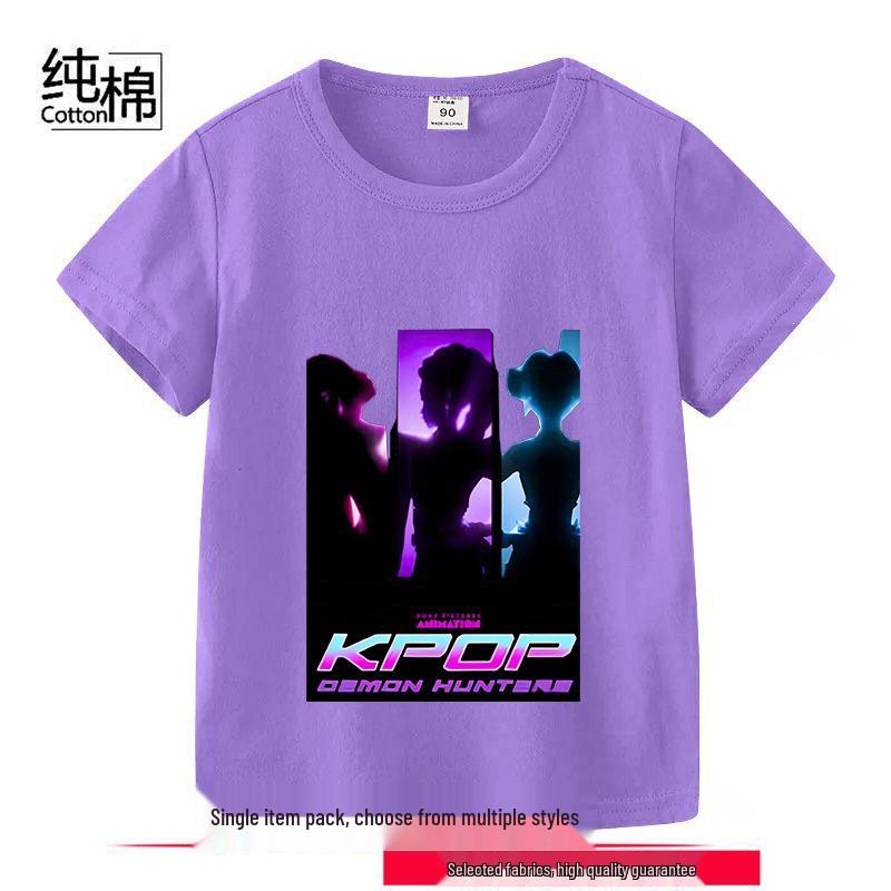 K-POP Demon Hunter Girl Group Unisex Cotton T-Shirt - Kids' Summer Short Sleeve Round Neck Top