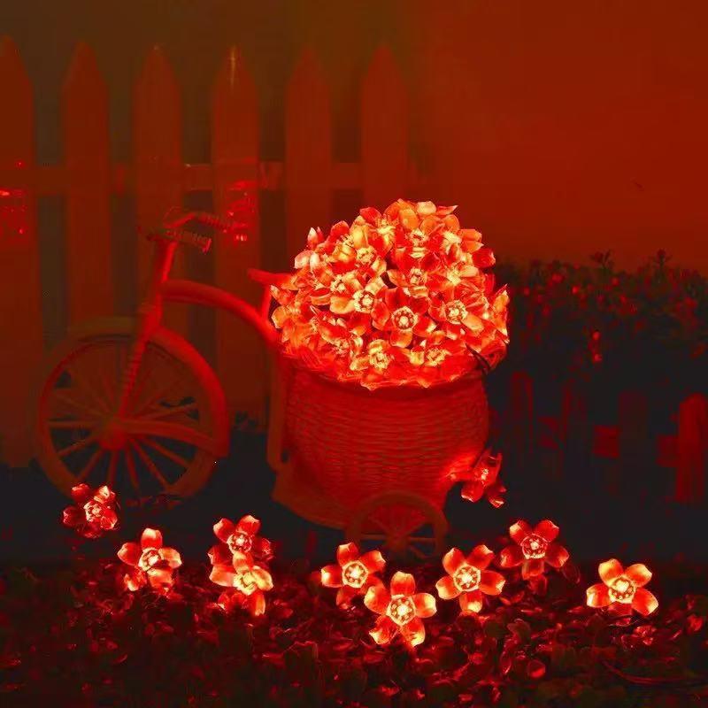 Cherry Blossom Solar LED String Lights: Colorful Outdoor Decor for Courtyards, Campgrounds, Weddings, Birthdays & More