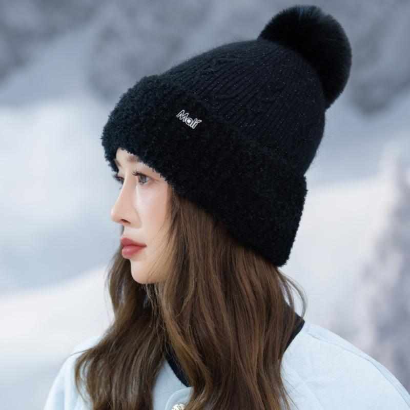 Autumn and Winter Wool Knitted Hat Fleece Thickened Thermal Hat Outdoor Windproof Ear Protection Hat