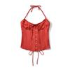European Satin Solid Color Halter Neck Camisole for Women – Adjustable Tie-Up Back, Sexy and Chic Design