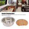 360x120mm/14.17x4.72in RV 304 Stainless Steel Sink Round Hand Wash Basin Sink with Bamboo Chopping Block for Boat Boat Sink