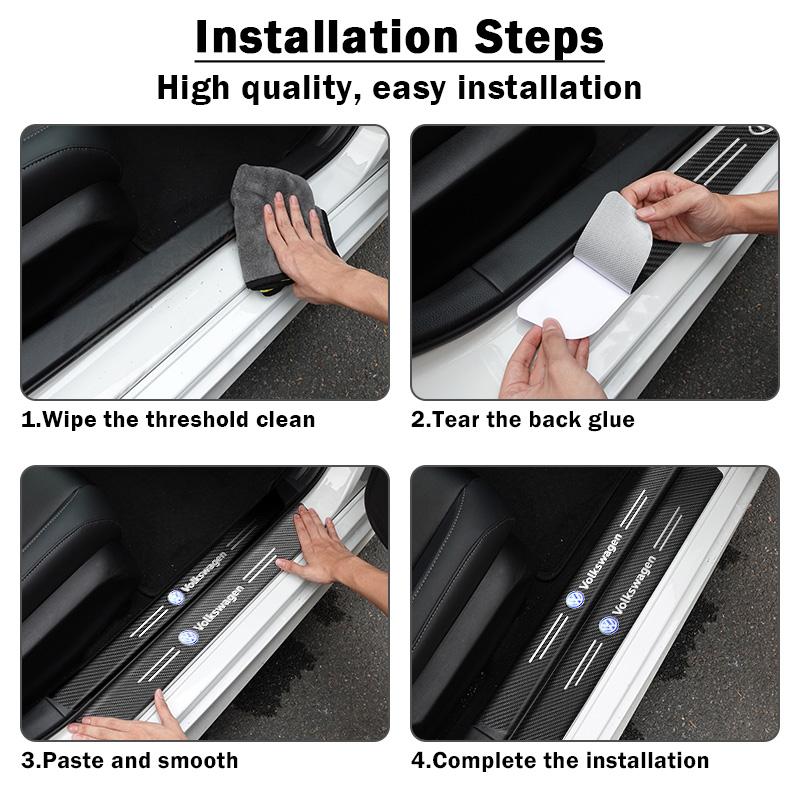 1/4/5Pcs Carbon Fiber Car Door Threshold Protective Sticker For VW Golf 6 7 8 Touareg Passat Polo Jetta B6 GTI 5 4 MK4 Touran T5 zh4
