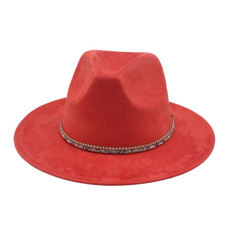 Diamond Flat-Brimmed Shade Men'S And Women'S Suede Hats Western Cowboy Hats Jazz Top Hats