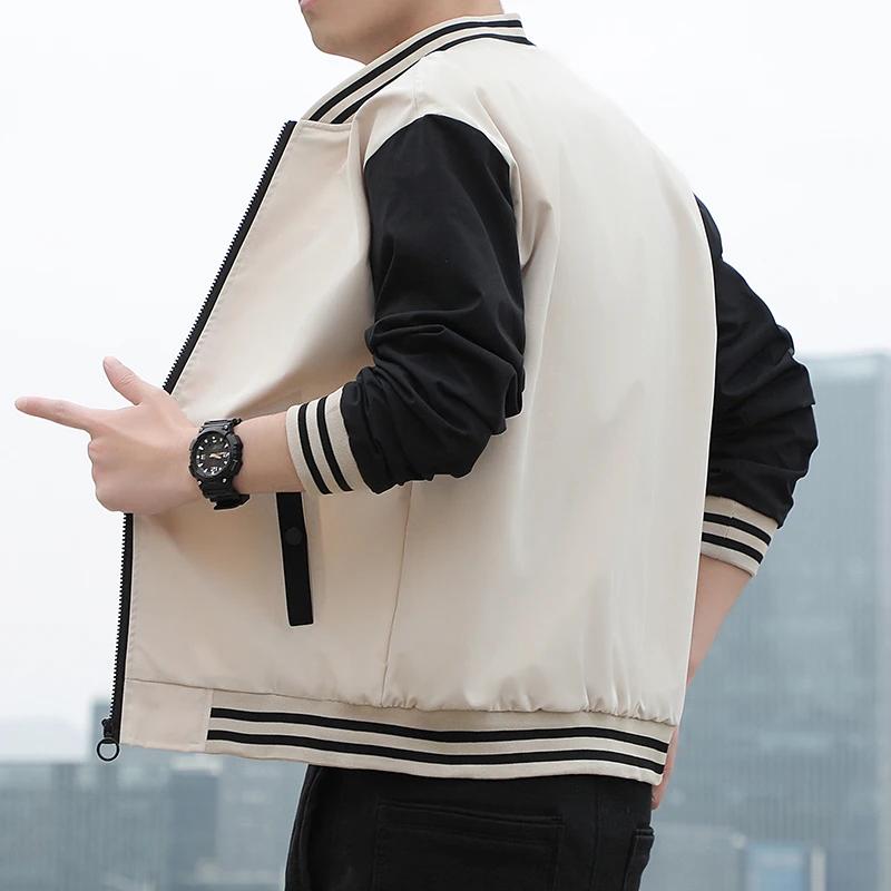 Spring Autumn Men Baseball Jacket Stand Collar Korean Style Casual Jackets and Coats Male Slim Fit Bomber Jacket 5XL