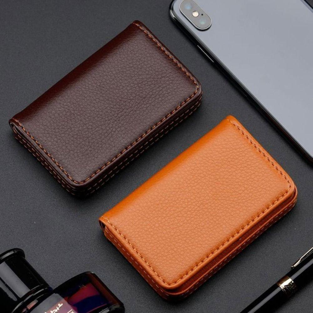 PU Leather Card Holder Business Name Card Pocket Top Card Case  Gift