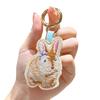 PU Leather Cartoon Animal Pendant Dog Car Keyring Embroidery Rabbit Keychain  Backpack Decoration