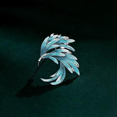 Phoenix Tail Enamel Brooch - Luxurious Corsage Pin & Scarf Buckle Jewelry Accessory