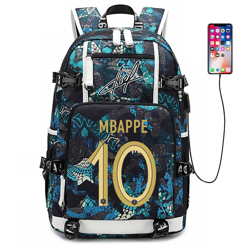 Large Capacity Football Backpack Mbappe School Bag Neymar Signature Backpack