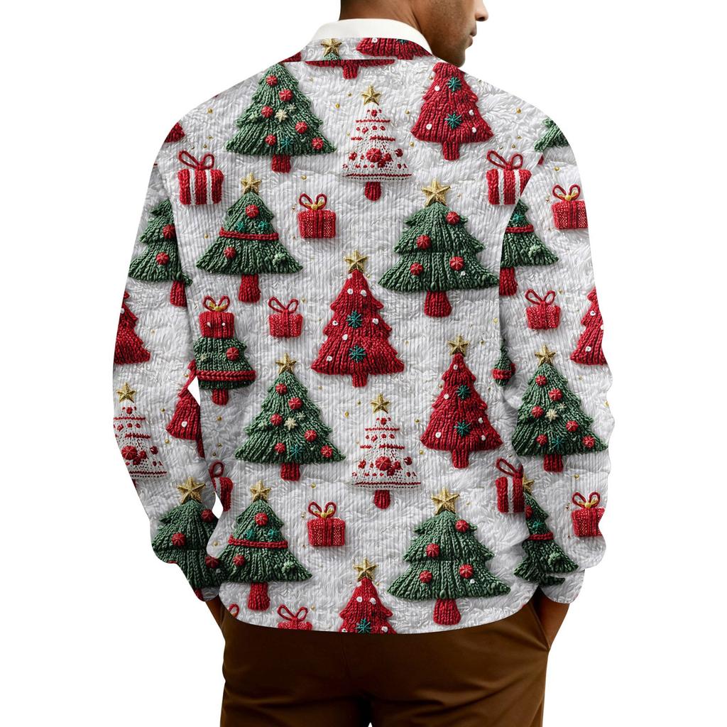 Ribbad långärmad kofta för män