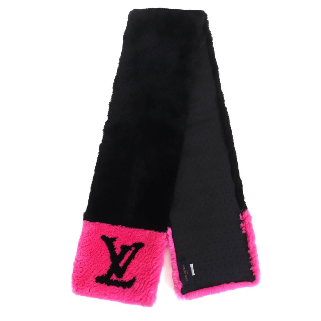 LOUIS VUITTON Scarf LV in the City Black pink Beaver Women M70872 Used