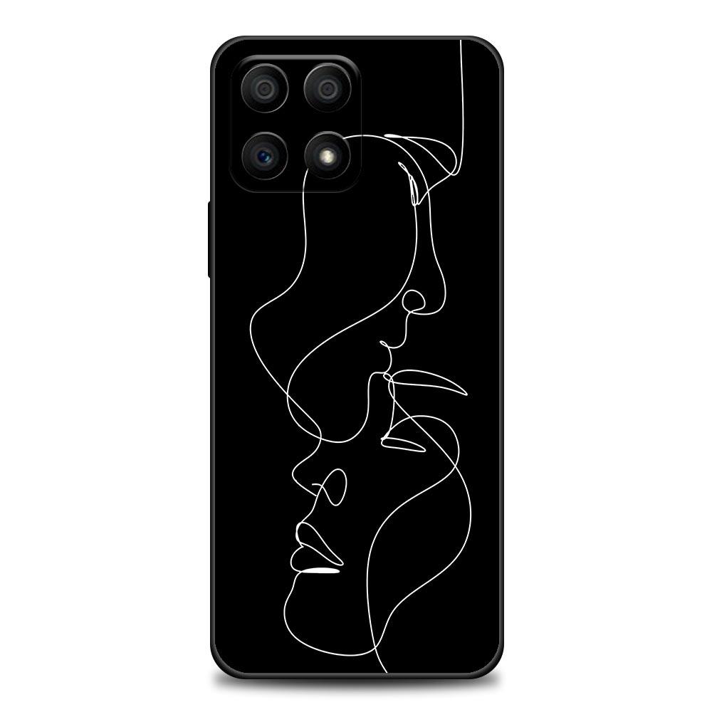 Minimalist Line Art Sexy Lover Kiss Phone Case For Honor 50 30 10 Lite 30i 20 20e 9A 9C 9X Pro 8X Nava 8i 9 Y60 Cover Soft Cases