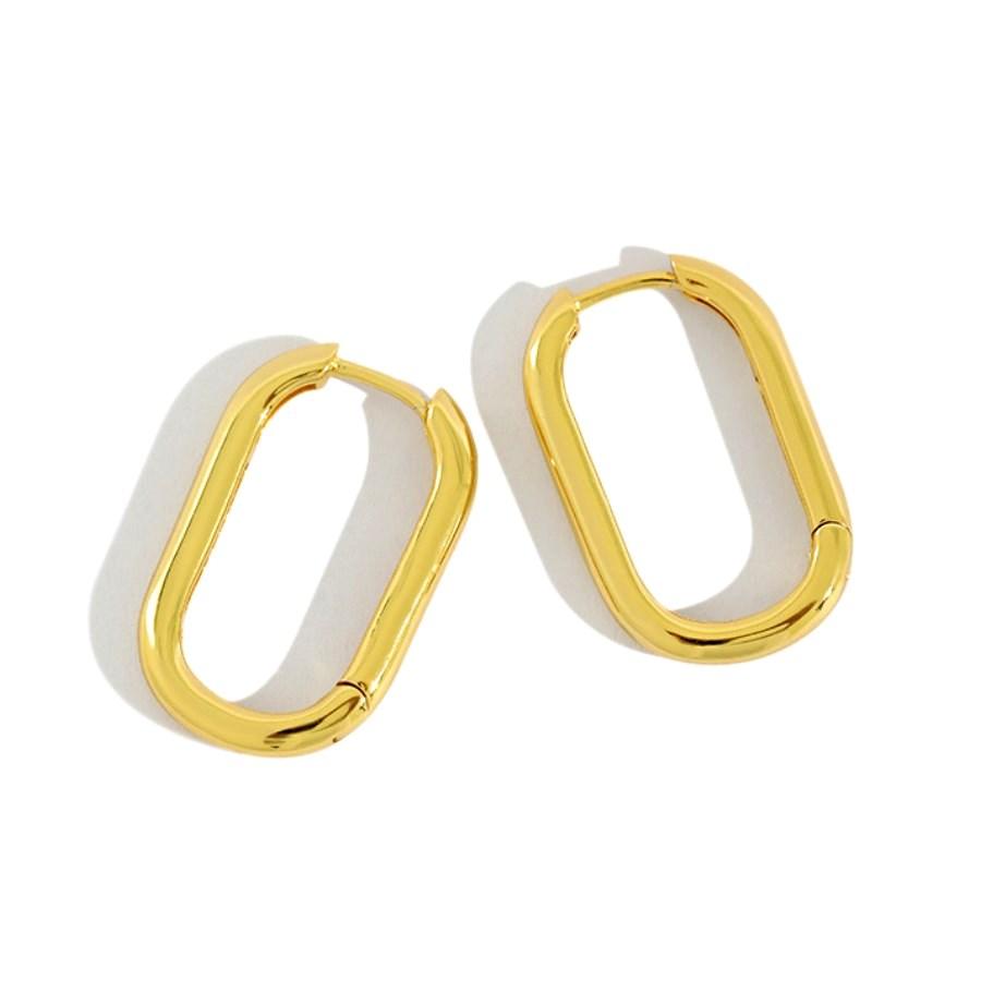 U Shape Geometric Hoop Earrings Women 925 Silver Hoops High Polishing Minimalist Fashion Earrings золотой