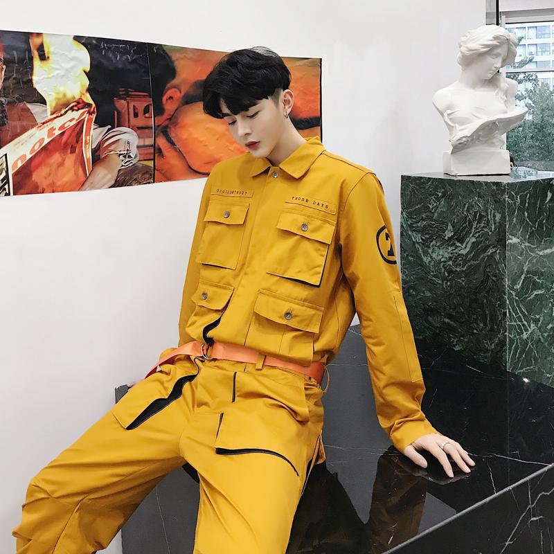 Male Jumpsuit Cargo Pant Multi Pocket 