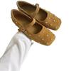 Rhinestone Flat with Skirt Mary Jane Single Shoe Woman 2025 Spring French Evening Commuter Grandma Shoe Trend