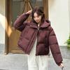 Women Autumn Winter Soild Color Thicken Outwear Cotton Padded Hooded Warm Jacket Coat