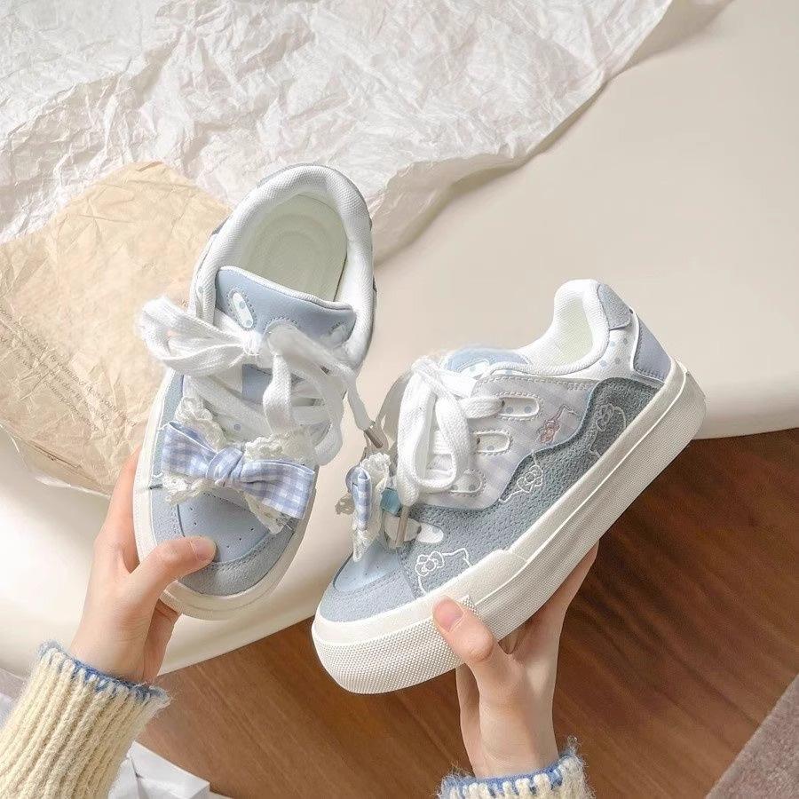 Dopamine Bread Little White Shoes Women's 2025 Spring New Platform Casual Niche Bow Versatile Cute Board Shoes