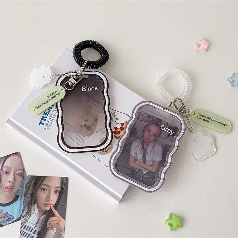 Soft Silicone Card Holder With Elastic Rope Pendant Photocard Holder Idol Photo Display Storage Protect Cover Keychain Bag Charm