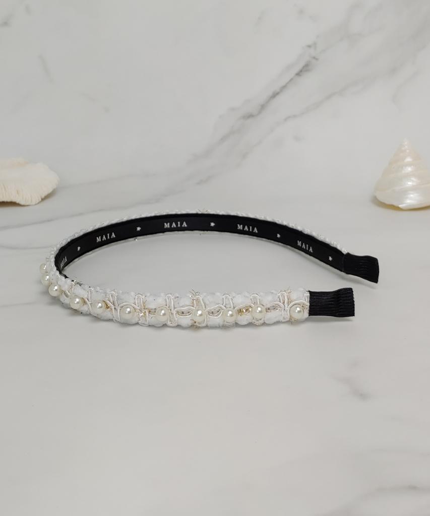 Maia Pearl Bead Headband - White