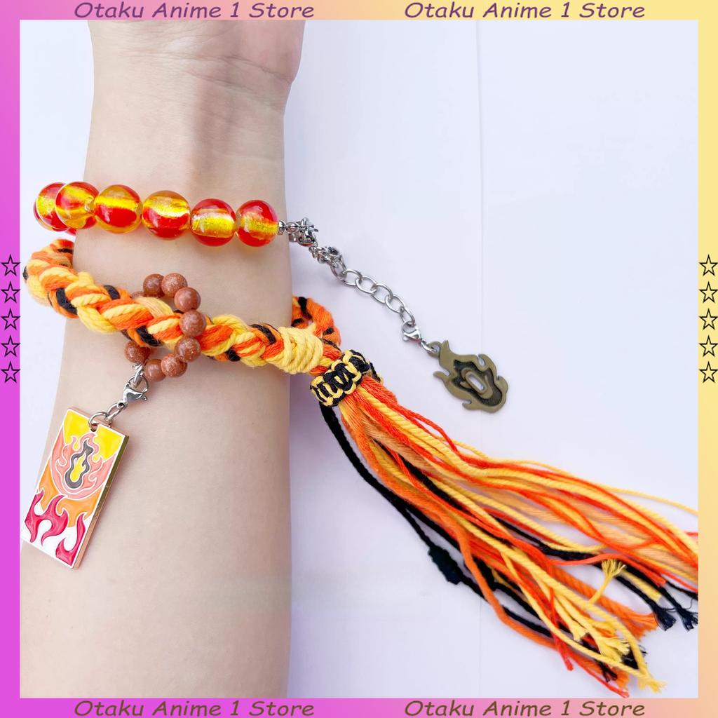Handgefertigtes Rengoku Kyoujurou Armband Mode Dämonentöter Anime Zubehör Verstellbare Länge Unisex Armband Jungen Mädchen Geschenke
