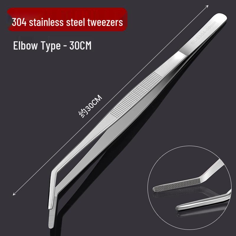 Thickened Stainless Steel Non-slip Beauty Tweezers Set – Straight & Bent Tips for Makeup, Nail Art, & Beading.