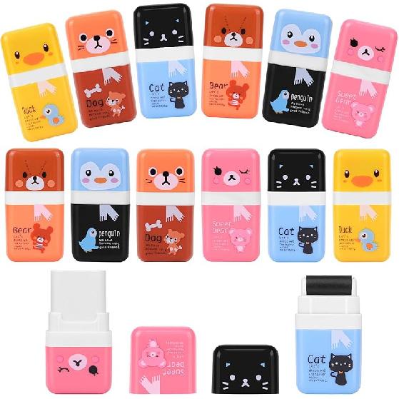 6 Pack of Pencil Erasers, Kids Eraser with Roller and Cover, Fun and Cute Animal Themed Eraser, Great Gift for Kid of Cute School Supplies