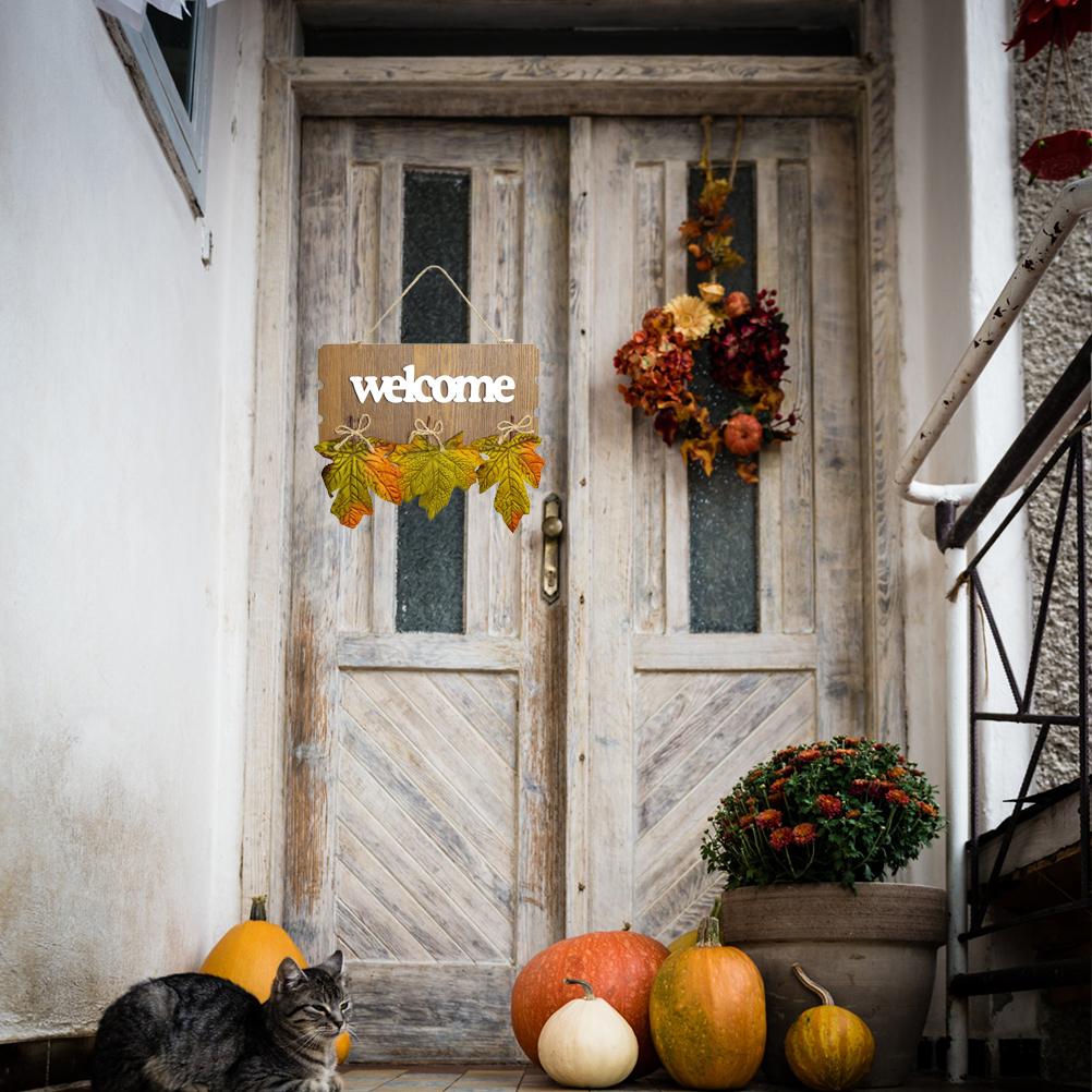 Rustic Brown Welcome Door Sign Country Style Hanging Plaque for Home Entrance Decor