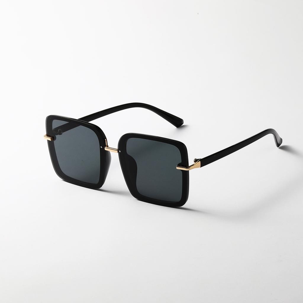 Large Frame Glasses, Square Semi-Metal Round Face, Thin Plain Sunglasses, Women'S Trendy Sunglasses, Men'S