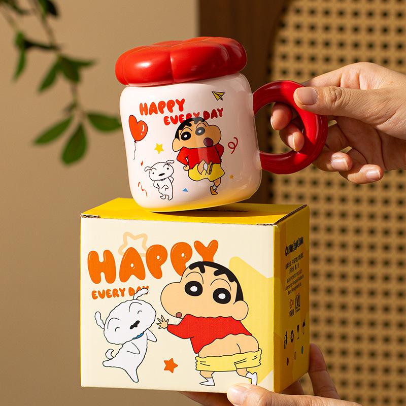 Cup mug with lid ceramic water cup couple coffee cup souvenir cute high value 301-400ml