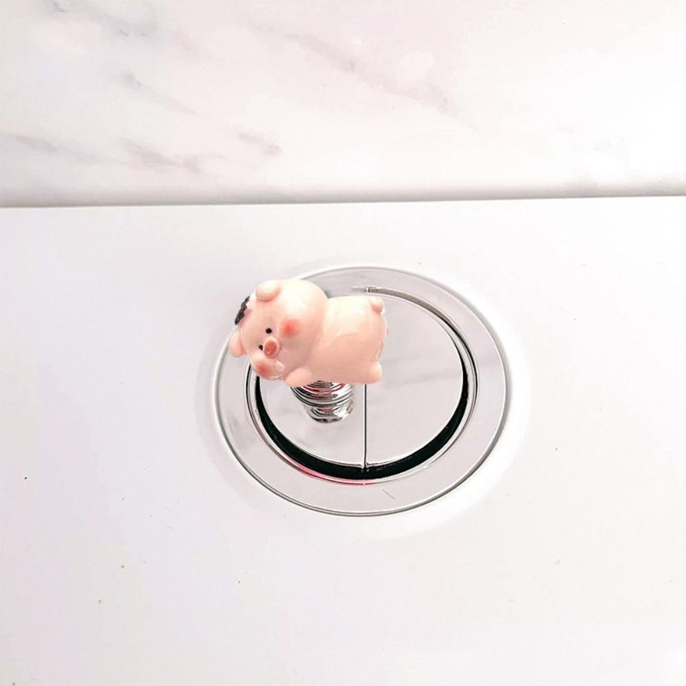 Cute 3D Pig Toilet Presser Long Nail Protector Multi-useful Toilet Press Button Home Decor Toilet Press Tool Bathroom