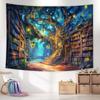 Fantasy Library Fabric Hanging Tapestry Fairytale Tree Magic Bookshelf Mysterious Tree Magical Book Witchy Vintage Aesthetic