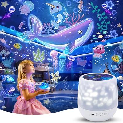 Home Planetarium Projector for Children, Authentic Design with 21 Film Variations (Jellyfish, Stars, Etc.), Ceiling Projector for Bedrooms,