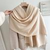 Classic Solid Tassel Scarf Men Women Fall Winter Imitation Cashmere Thick Versatile Shawl Causal Wrap Warm Muffler Male Female