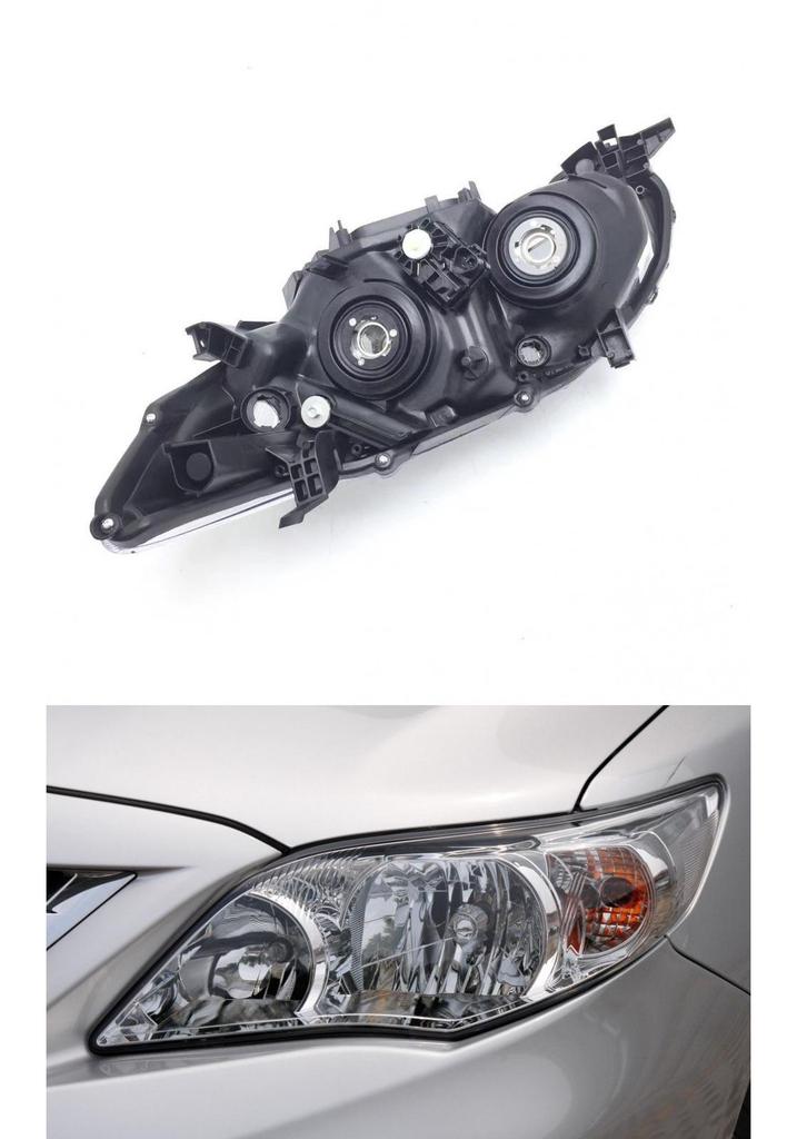 Compatible Front Headlight Assembly for 2010-2013 Toyota Corolla, Black and White Base