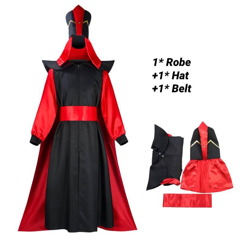 Arabian Nights Jaafar Cosplay Costume Men s Black Robe With Hat And Belt Xs-xxl XL
