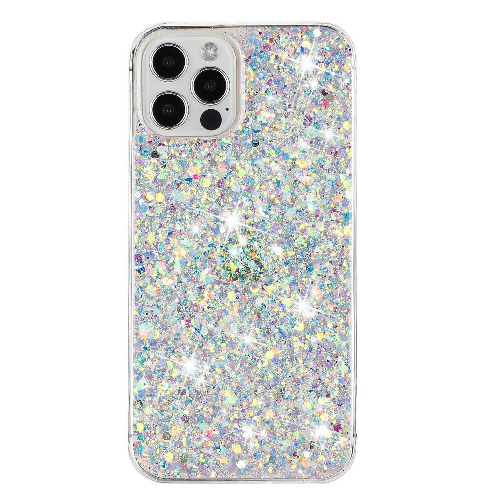 For iPhone 12/12 Pro 6.1 inch Dustproof TPU Phone Cases Glittery Powder Decor Phone Cover Epoxy Shell