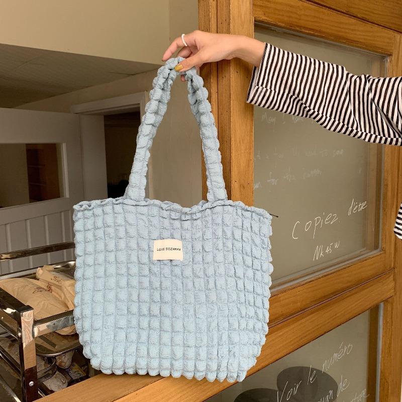 5 Cloud Bubble Flower Shoulder Bag Female Student Simple Handbag Canvas Large Capacity Women's Bag