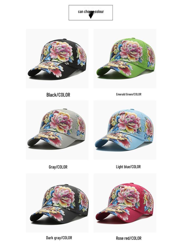 Unisex schnelltrocknender Blumen-Sonnenhut: Polyester-Baseballkappe für Sonnenschutz im Freien